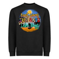 Black boat waves sun rays lake days Heavyweight Sweatshirt - NancyCooperArtShop