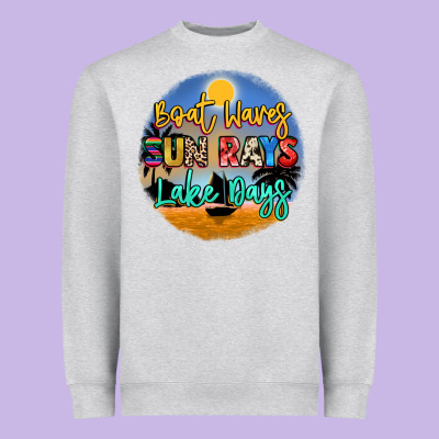 Boat Waves Sun Rays Lake Days Heavyweight Sweatshirt Designed By Nancycooperartshop
