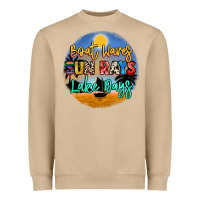 Mushroom boat waves sun rays lake days Heavyweight Sweatshirt - NancyCooperArtShop