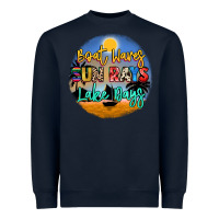Navy boat waves sun rays lake days Heavyweight Sweatshirt - NancyCooperArtShop
