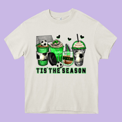 Tis' The Season Soccer Coffee Cups Heavy Core Tee Designed By Zillion Design Studio