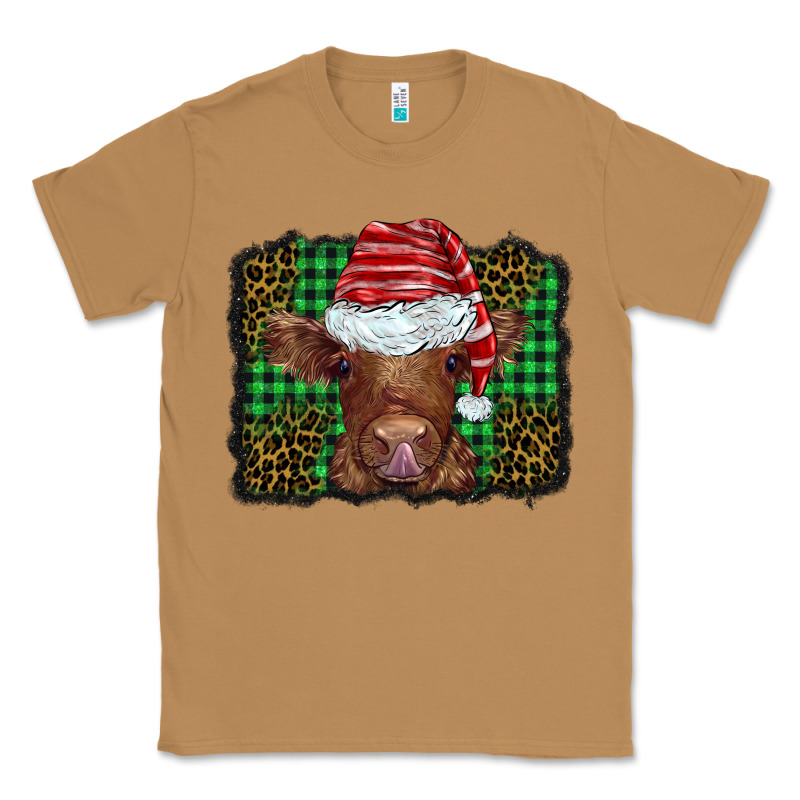 Christmas Leopard Buffalo Plaid Baby Highland Cow Classic Tee by BarkalooDesign | Teevron