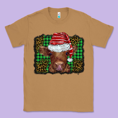Christmas Leopard Buffalo Plaid Baby Highland Cow Classic Tee Designed By Barkaloodesign