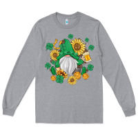 Heather Grey st patrick's day shamrock sunflowers gnome Long Sleeve Tee - MaliasSmallBusiness