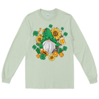 Matcha st patrick's day shamrock sunflowers gnome Long Sleeve Tee - MaliasSmallBusiness