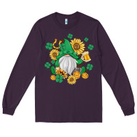 Plum st patrick's day shamrock sunflowers gnome Long Sleeve Tee - MaliasSmallBusiness