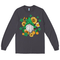 Smoke st patrick's day shamrock sunflowers gnome Long Sleeve Tee - MaliasSmallBusiness