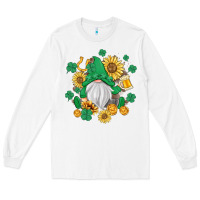 White st patrick's day shamrock sunflowers gnome Long Sleeve Tee - MaliasSmallBusiness