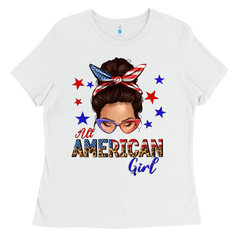 All American Girl Messy Bun Ladies Tee by texasbilliewilder | Teevron