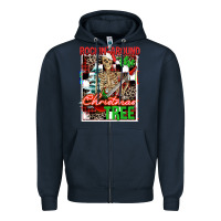 Navy Rockin' around the Christmas tree skeleton Zipper Hoodie - NancyCooperArtShop