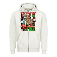 Oatmeal Heather Rockin' around the Christmas tree skeleton Zipper Hoodie - NancyCooperArtShop