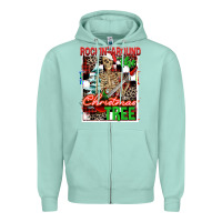 Seafoam Rockin' around the Christmas tree skeleton Zipper Hoodie - NancyCooperArtShop