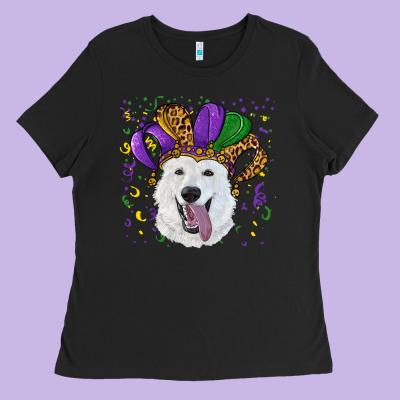 Mardi Gras Hat  White Shepherd Ladies Tee Designed By Ranaportraitstore