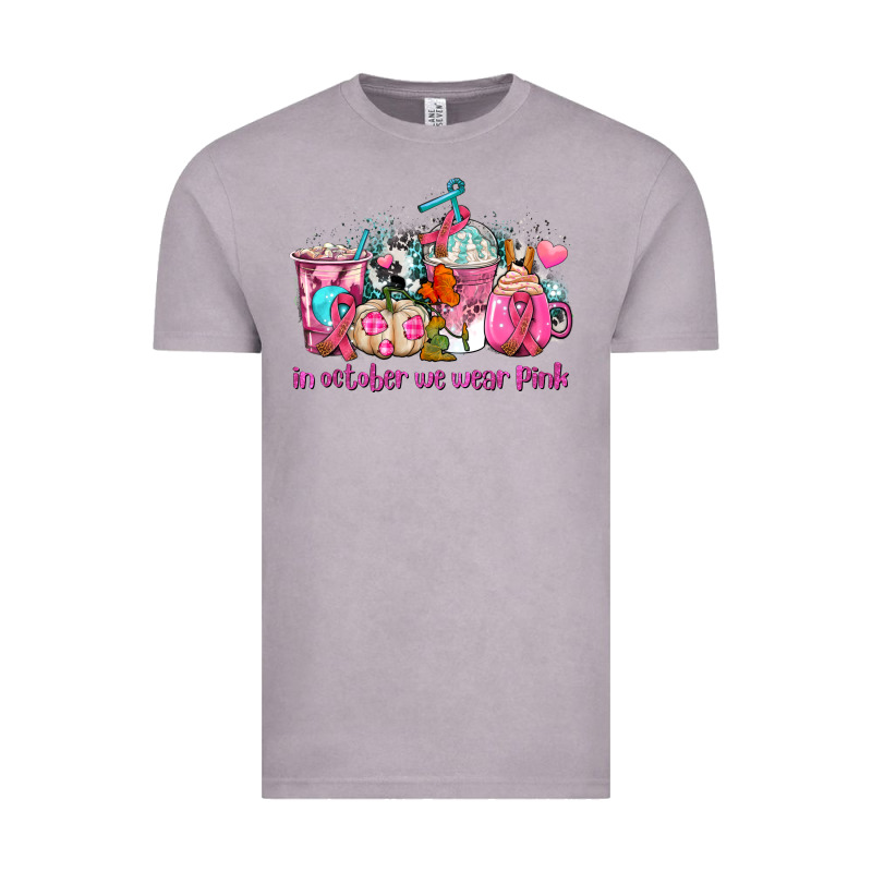 Western Cancer  In October We Wear Pink Coffee Cups With Ribbons Vintage Tee by AdoDesignShop | Teevron