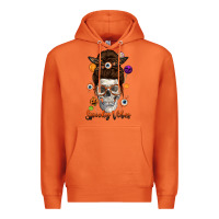 Carrot Spooky Vibes Skull Messy Bun Premium Hoodie - texasbilliewilder
