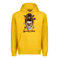 Lemon Spooky Vibes Skull Messy Bun Premium Hoodie - texasbilliewilder