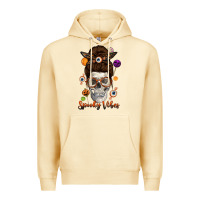 Pina Colada Spooky Vibes Skull Messy Bun Premium Hoodie - texasbilliewilder