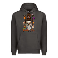 Smoke Spooky Vibes Skull Messy Bun Premium Hoodie - texasbilliewilder