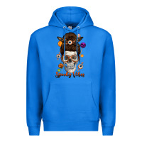 True Royal Spooky Vibes Skull Messy Bun Premium Hoodie - texasbilliewilder