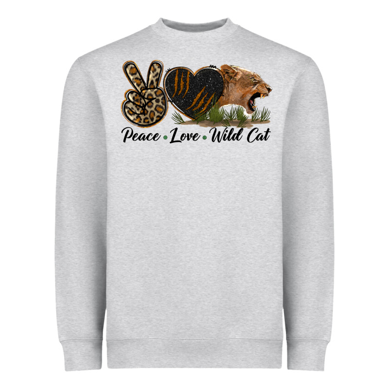 Peace Love Wild Cat Head Heavyweight Sweatshirt by LillyAllenDesigns | Teevron