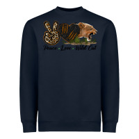 Navy Peace Love Wild Cat Head Heavyweight Sweatshirt - LillyAllenDesigns