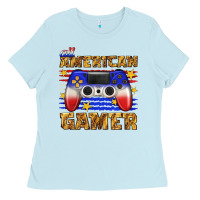 Baby Blue all american gamer Ladies Tee - texasbilliewilder