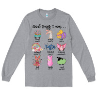 Heather Grey gos says ı am easter Long Sleeve Tee - MaliasSmallBusiness