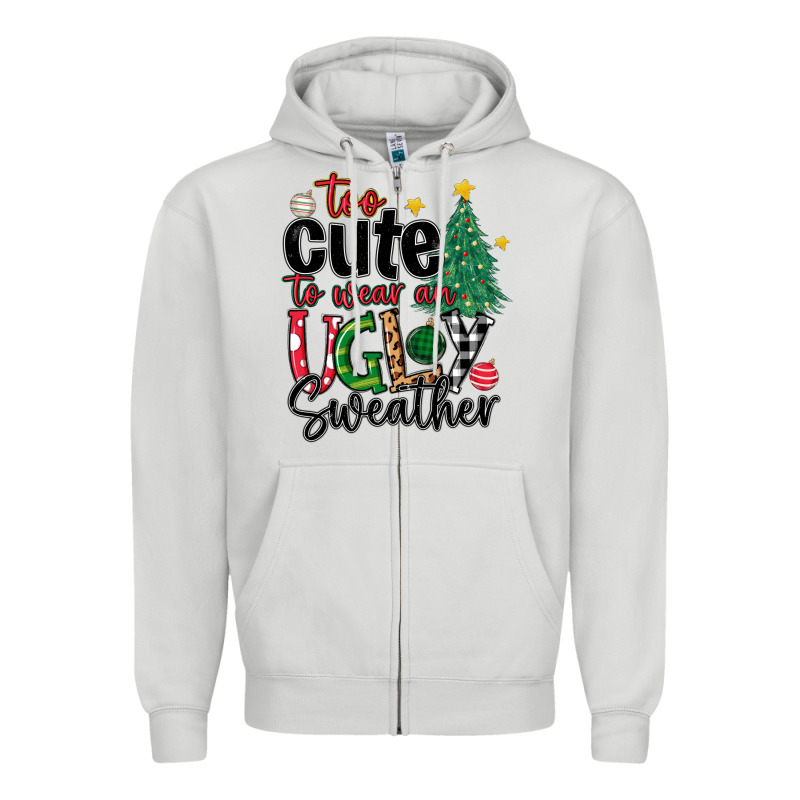 Too Cute To Wear Ugly  Christmas Zipper Hoodie by MaliasSmallBusiness | Teevron