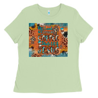 Matcha all i need is a little bit of coffee and o whole lot of jesus Ladies Tee - JahusDesignShop