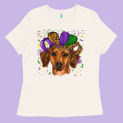 Mardi Gras Hat Dachshund Ladies Tee Designed By Ranaportraitstore