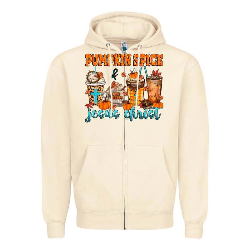Pumpkin Spice Jesus Christ Zipper Hoodie by MaliasSmallBusiness | Teevron