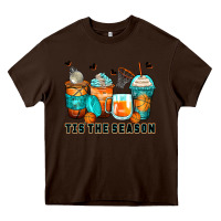 Chocolate Brown tis' the season basketball coffee cups Heavy Core Tee - Zillion Design Studio