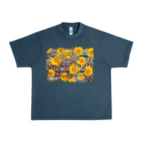 Midnight Navy aztec sunflower leopard background Urban Heavy Tee - AdoDesignShop