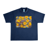 Navy aztec sunflower leopard background Urban Heavy Tee - AdoDesignShop