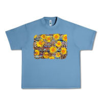 Pebble Blue aztec sunflower leopard background Urban Heavy Tee - AdoDesignShop