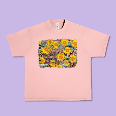 Aztec Sunflower Leopard Background Urban Heavy Tee Designed By Adodesignshop