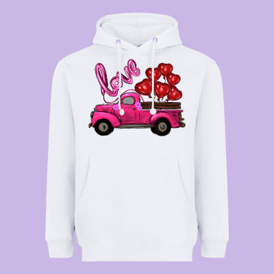 Valentine's Day Turck With Balloons Heavyweight Hoodie Designed By Ranaportraitstore
