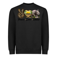 Black peace love rhino Heavyweight Sweatshirt - LillyAllenDesigns