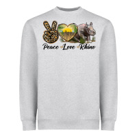 Heather Grey peace love rhino Heavyweight Sweatshirt - LillyAllenDesigns