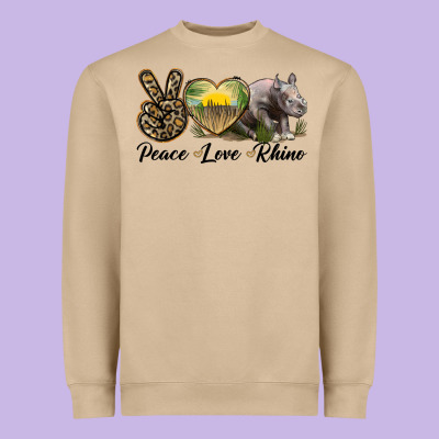 Peace Love Rhino Heavyweight Sweatshirt Designed By Lillyallendesigns