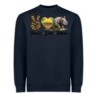Navy peace love rhino Heavyweight Sweatshirt - LillyAllenDesigns