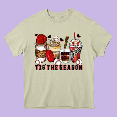 Tis' The Season Baseball Coffee Cups Heavy Core Tee Designed By Zillion Design Studio