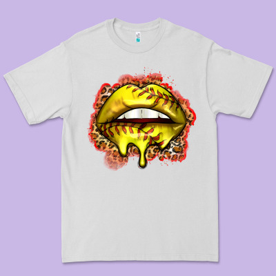 Softball Lips Premium Tee Designed By Zillion Design Studio