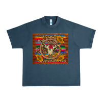 Midnight Navy serape sunflowers bull skull background Urban Heavy Tee - Artiststas