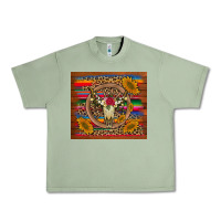 Oil Green serape sunflowers bull skull background Urban Heavy Tee - Artiststas