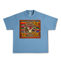 Pebble Blue serape sunflowers bull skull background Urban Heavy Tee - Artiststas