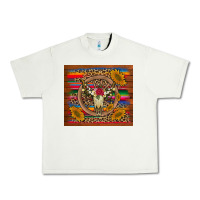 Pistachio serape sunflowers bull skull background Urban Heavy Tee - Artiststas