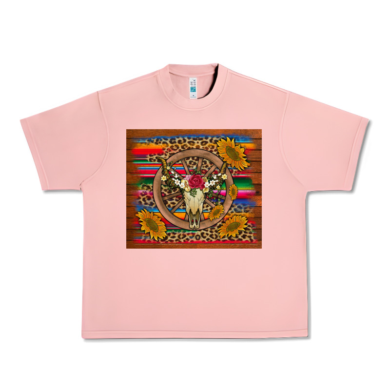 Serape Sunflowers Bull Skull Background Urban Heavy Tee by Artiststas | Teevron