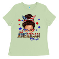 Matcha all american mama messy bun Ladies Tee - texasbilliewilder