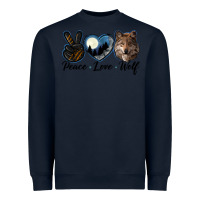Navy peace love wolf head Heavyweight Sweatshirt - LillyAllenDesigns